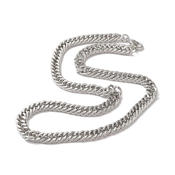 Iron Cuban Link Chain Necklaces for Women Men, Platinum, 17.72 inch(45cm), Link: 9.5x7.5x4mm