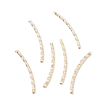 Rack Plating Brass Curved Tube Beads, Cadmium Free & Lead Free, Long-Lasting Plated, Golden, 25x1.5mm, Hole: 0.7mm