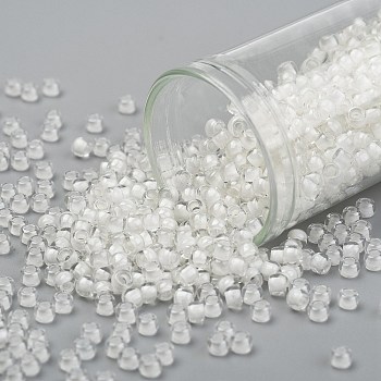 TOHO Round Seed Beads, Japanese Seed Beads, (981) Inside Color Crystal/Snow Lined, 8/0, 3mm, Hole: 1mm, about 222pcs/10g
