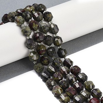 Natural Dragon Blood Beads Strands, Faceted, Bicone, Double Terminated Point Prism Beads, 10x9mm, Hole: 1.2mm, about 38pcs/strand, 15.08''(38.3cm)