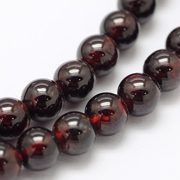 Garnet Round Beads Strands, 5mm, Hole: 0.5mm, about 76pcs/strand, 15 inch