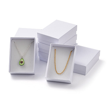 Cardboard Jewelry Set Boxes,for Necklaces, Earrings and Rings, Rectangle, White, 90x65x28mm