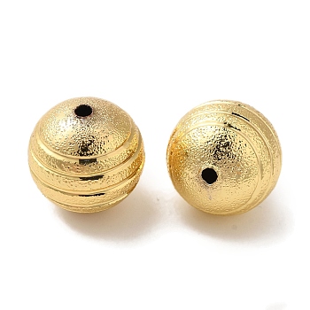 Rack Plating Brass Beads, Texture Round, Cadmium Free & Lead Free, Long-Lasting Plate, Real 18K Gold Plated, 14mm, Hole: 2mm