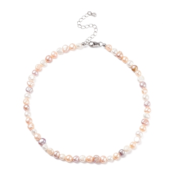 Natural Pearl Beaded Necklace for Women, Colorful, 14.96 inch(38cm)