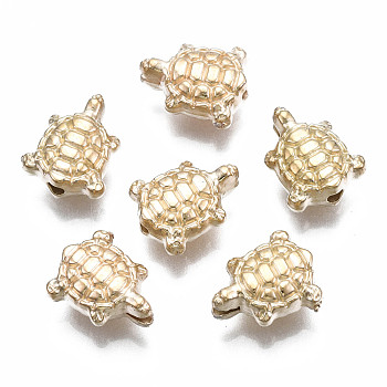 Plating ABS Plastic Beads, Turtle, Light Gold Plated, 9.5x8x4mm, Hole: 1.4mm