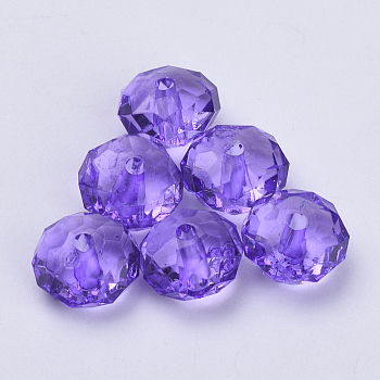 Transparent Acrylic Beads, Faceted, Rondelle, Blue Violet, 8x5mm, Hole: 1.4mm, about 2700pcs/500g