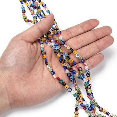 Flat Round Handmade Millefiori Glass Beads(LK-R004-55)-4