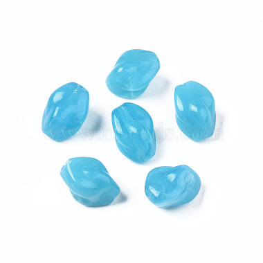 Deep Sky Blue Twist Acrylic Beads