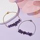 2Pcs 2 Color Natural Amethyst Chip Beaded Link Bracelets Set with 304 Stainless Steel Cable Chains(BJEW-JB07914-03)-2