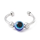 Round Evil Eye Rotating Beaded Open Cuff Ring(RJEW-H102-04P)-1