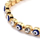 Flat Round with Evil Eye Link Chain Bracelet(BJEW-C007-05G-02)-2