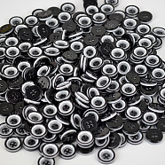 Pretty Double Layered Buttons with Four Holes, Resin Button, Flat Round, Black, about 13mm in diameter, hole: 1mm, about 1000pcs/bag(NNA0VG9)
