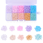 5530Pcs 10 Colors 8/0 Opaque Glass Seed Beads, Round Hole, Frosted Colours, Round, Mixed Color, 3~4x2~3mm, Hole: 0.8mm, 553pcs/color(SEED-CJ0001-13)