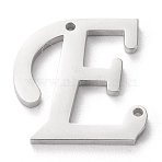 Tarnish Resistant 304 Stainless Steel Links Connectors, Initial Letter, Letter.E, E: 15x15x1.5mm, Hole: 0.9mm(X-STAS-J027-01E)