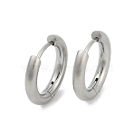 Tarnish Resistant Frosted 304 Stainless Steel Huggie Hoop Earrings for Women, with 316 Stainless Steel Pins, Stainless Steel Color, 2x13~14mm(EJEW-C096-32D-P)