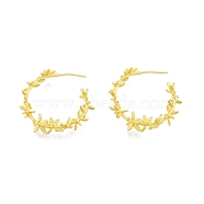 Brass Flower of Life Wrap Stud Earrings, Half Hoop Earrings for Women, Nickel Free, Matte Gold Color, 30~31x4~7mm, Pin: 0.6mm(EJEW-G322-23MG)