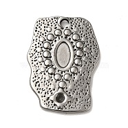 Tibetan Style 304 Stainless Steel Pendant Rhinestone Settings, Polygon with Oval Pattern Charms, Antique Silver, 25x18x2mm, Hole: 2mm, Fit for 1.4mm rhinestone(STAS-G278-26AS)