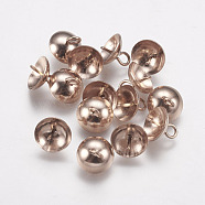 Ion Plating(IP) 304 Stainless Steel Cup Pearl Peg Bails Pin Pendants, For Half Drilled Beads, Rose Gold, 8mm, Hole: 1.5mm, Pin: 0.7mm(X-STAS-F094-03C-RG)