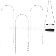 WADORN 3Pcs 3 Style Alloy Cable Chain Bag Straps, with Glass Rhinestone Link, Bag Replacement Accessories, Platinum, 122~125cm, 1pc/style(FIND-WR0009-16)