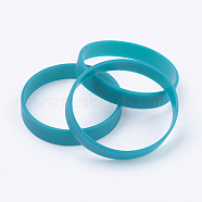 Silicone Wristbands Bracelets, Cord Bracelets, Dark Turquoise, 2-1/2 inch(63mm), 12x2mm(BJEW-J176-04)