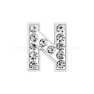 Eco-Friendly Zinc Alloy Slide Charms, with Rhinestone, Platinum Plated, Letter, Crystal, Letter.N, 12mm, Hole: 1.5x7.9mm(ALRI-WH0001-01P-N)