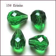 Imitation Austrian Crystal Beads, Grade AAA, Faceted, Drop, Green, 8x10mm, Hole: 0.9~1mm(SWAR-F062-10x8mm-15)