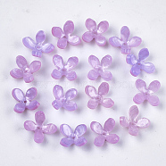 Cellulose Acetate(Resin) Bead Caps, 4-Petal, Flower, Plum, 13x13x3mm, Hole: 1mm(KK-S161-05G)