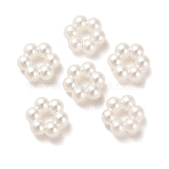 ABS Acrylic Beads, Flower, White, 8x8x3.5mm, Hole: 2.5mm(OACR-Z016-07)