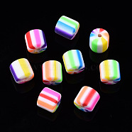 Handmade Polymer Clay Beads, for DIY Jewelry Crafts Supplies, Column, Colorful, 6x6mm, Hole: 1.4mm(X-CLAY-N008-024)
