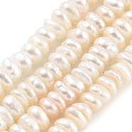 Natural Cultured Freshwater Pearl Beads Strands, Grade 3A+, Rondelle, Navajo White, 4~5mm, Hole: 0.6mm, about 74~75pcs/strand, 6.69~7.28 inch(17~18.5cm)(PEAR-C003-36)