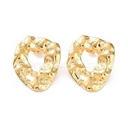304 Stainless Steel Stud Earrings, Twist Donut, Real 14K Gold Plated, 31x25.5mm(EJEW-H115-29G)