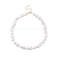 Natural Keshi Pearl Beaded Necklace with Brass Clasp for Women, White, 15.94 inch(40.5cm)(NJEW-JN04058)