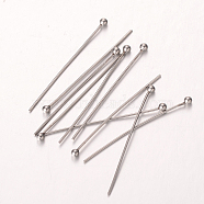 304 Stainless Steel Ball Head Pins, Stainless Steel Color, 30x0.6mm, 22 Gauge, Head: 2mm(X-STAS-O083-08)