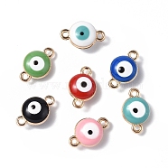 Alloy Enamel Connector Charms, Golden, Evil Eye Links, Mixed Color, 7x11x5mm, Hole: 1mm(ENAM-G214-03G)