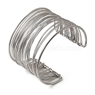 Non-Tarnish 304 Stainless Steel Open Cuff Bangles for Women, Stainless Steel Color, Stainless Steel Color, 2 inch(5.2cm), Inner Diameter: 2 inch(5cm)(STAS-002-01)