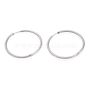 304 Stainless Steel Huggie Hoop Earrings, Hypoallergenic Earrings, Ring, Stainless Steel Color, 12 Gauge, 39.5x2mm, Pin: 1mm(EJEW-L256-02H-P)