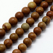 Natural Wood Lace Stone Beads Strands, Round, 8mm, Hole: 1mm, about 46pcs/strand,  14.76 inch(37.5cm)(X-G-I199-17-8mm)