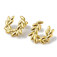 Ion Plating(IP) 304 Stainless Steel Olive Branch Wreath Stud Earrings for Women, Golden, 22x23mm, Pin: 0.7mm(EJEW-I284-02G)