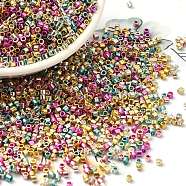 Electroplate Glass Seed Beads, Metallic Colours, Cylinder, Mixed Color, 2x1.5mm, Hole: 1mm, about 58967pcs/pound(SEED-S042-01B-13)