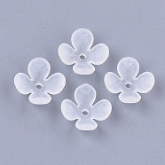 4-Petal Transparent Acrylic Bead Caps, Frosted, Flower, Clear, 12x12x4.5mm, Hole: 1.2mm(X-FACR-T001-09)