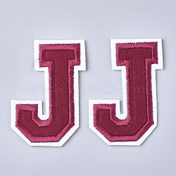 Computerized Embroidery Cloth Iron On Patches, Costume Accessories, Appliques, Letter, Letter.J, 56x36x1.5mm(FIND-T030-064-J)