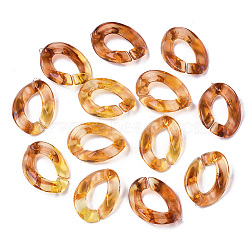 Transparent Acrylic Linking Rings, Quick Link Connectors, for Curb Chains Making, Two-Tone, Twist, Chocolate, 16x12x4mm, Inner Diameter: 9x5mm, about 252pcs/60g(OACR-N008-017)