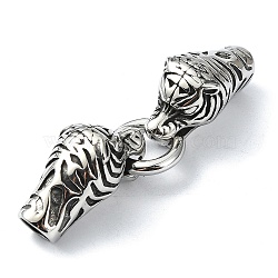 Tibetan Style 304 Stainless Steel Spring Gate Rings, Manual Polishing, Antique Silver, 71mm(FIND-Z046-03AS-01)