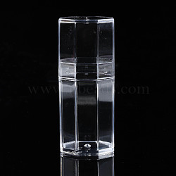 Hexagon Polystyrene Bead Storage Container, for Jewelry Beads Small Accessories, Clear, 3.4x3.4x8.1cm, compartment: 3x3cm(CON-S043-040)