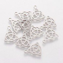 Tarnish Resistant 304 Stainless Steel Charms, Knot, Stainless Steel Color, 14x11.5x1.1mm, Hole: 1.5mm(STAS-Q201-T493)