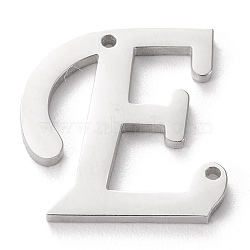 304 Stainless Steel Links Connectors, Initial Letter, Letter.E, E: 15x15x1.5mm, Hole: 0.9mm(X-STAS-J027-01E)