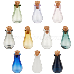 Elite 9pcs 9 colors Glass Cork Bottles Ornament, Glass Empty Wishing Bottles, DIY Vials for Pendant Decorations, Mixed Color, 1.55x2.7~2.8cm, 1pc/color(AJEW-PH0011-07)