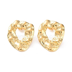 304 Stainless Steel Stud Earrings, Twist Donut, Real 14K Gold Plated, 31x25.5mm(EJEW-H115-29G)