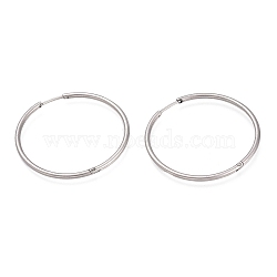 Non-Tarnish 304 Stainless Steel Huggie Hoop Earrings, Hypoallergenic Earrings, Ring, Stainless Steel Color, 12 Gauge, 39.5x2mm, Pin: 1mm(EJEW-L256-02H-P)