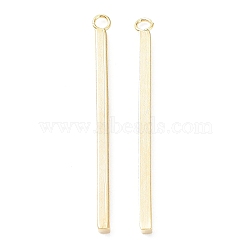 304 Stainless Steel Pendants, Bar Charm, Real 24K Gold Plated, 37.5x2x2mm, Hole: 1.8mm(STAS-P327-09E-G)